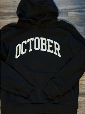 OVO Black Hoodie with White "OCTOBER" Chest Logo